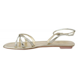 Sandali pelle argento metallizzato cinturino alla caviglia, scarpe
