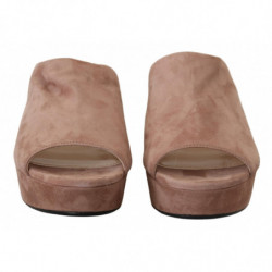 Sandali Camoscio pelle scamosciata rosa scuro Scarpe tacco largo -