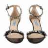 Sandali pelle nera cinturino alla caviglia scarpe borchie - EU37/US6.5