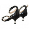 Sandali pelle nera cinturino alla caviglia scarpe borchie - EU37/US6.5