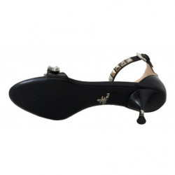 Sandali pelle nera cinturino alla caviglia scarpe borchie - EU37/US6.5