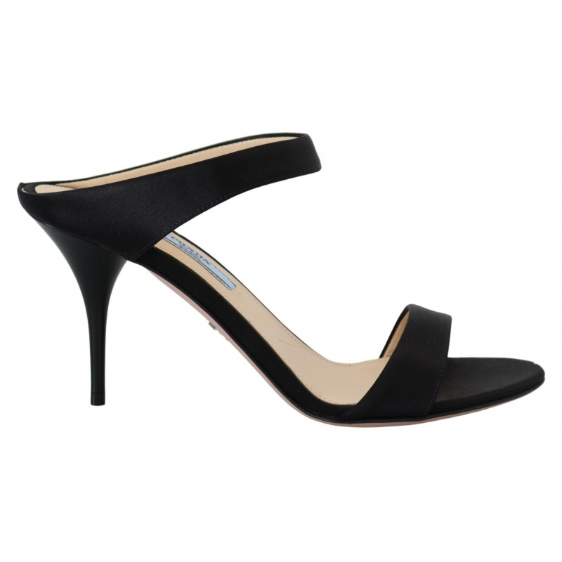 Sandali in pelle nera con tacco a spillo e scarpe aperte - EU36/US5.5