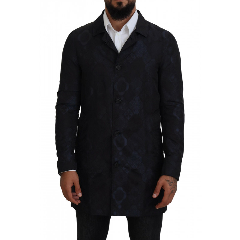 Giacca maniche lunghe colletto fantasia Spolverino blu - IT48 - M
