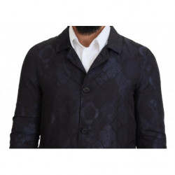 Giacca maniche lunghe colletto fantasia Spolverino blu - IT48 - M