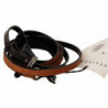 Cintura con fibbia tono argento in pelle marrone - 100 CM / 40 INCHES
