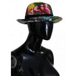Cappello Fedora a tesa larga da donna patchwork multicolore - 57 CM-S