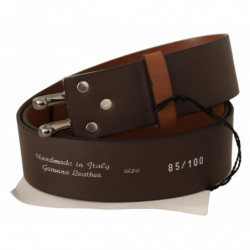 Cintura in pelle marrone con fibbia argentata - 85 CM / 34 INCHES