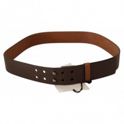 Cintura in pelle marrone con fibbia argentata - 85 CM / 34 INCHES