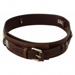 Cintura con fibbia argentata in pelle marrone - 80 CM / 32 INCHES