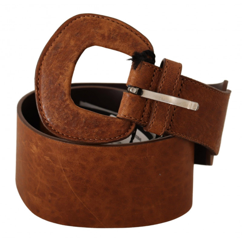 Cintura fibbia vita alla moda pelle marrone - 80 CM / 32 INCHES