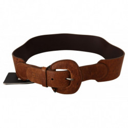 Cintura fibbia vita alla moda pelle marrone - 80 CM / 32 INCHES