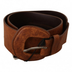 Cintura fibbia vita alla moda pelle marrone - 80 CM / 32 INCHES