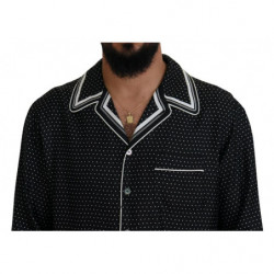 Top pigiama in seta da uomo a pois bianchi neri - IT40 - M