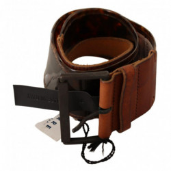 Cintura in vita con fibbia in pelle marrone scuro - 75 CM / 30 INCHES