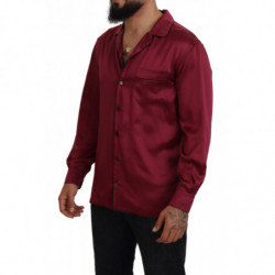 Top pigiama da uomo a maniche lunghe in seta bordeaux - IT40 - M