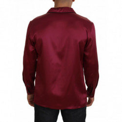 Top pigiama da uomo a maniche lunghe in seta bordeaux - IT40 - M