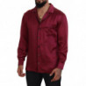 Top pigiama da uomo a maniche lunghe in seta bordeaux - IT40 - M