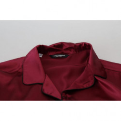 Top pigiama da uomo a maniche lunghe in seta bordeaux - IT40 - M