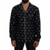 Top pigiama maniche lunghe da uomo colletto stampato nero - IT4 - S