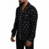 Top pigiama maniche lunghe da uomo colletto stampato nero - IT4 - S