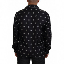 Top pigiama maniche lunghe da uomo colletto stampato nero - IT4 - S