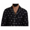 Top pigiama maniche lunghe da uomo colletto stampato nero - IT4 - S
