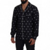 Top pigiama maniche lunghe da uomo colletto stampato nero - IT4 - S