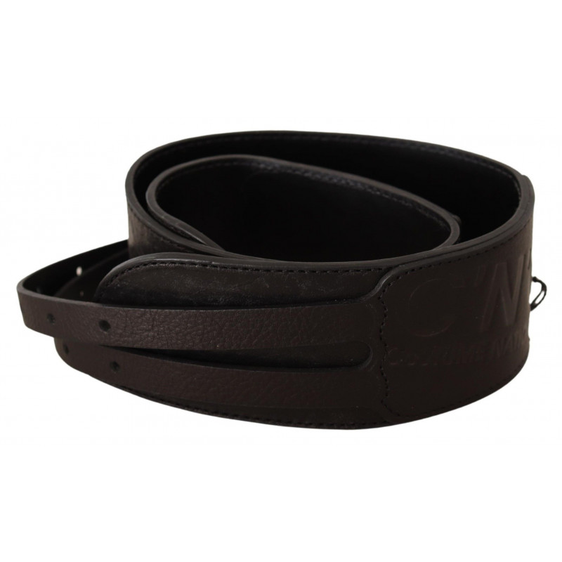 Cintura con doppia fibbia in pelle marrone scuro - 70 CM / 28 INCHES