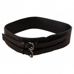 Cintura con doppia fibbia in pelle marrone scuro - 70 CM / 28 INCHES