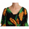 Abito avvolgente in seta stretch con stampa Ananas nero - IT36 - XS