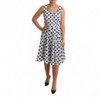 Abito a trapezio in cotone bianco a pois - IT40-S