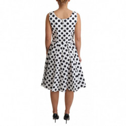 Abito a trapezio in cotone bianco a pois - IT40-S