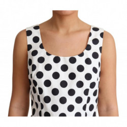 Abito a trapezio in cotone bianco a pois - IT40-S