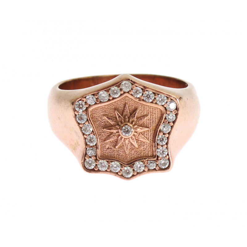 Anello trasparente autentico in argento 925 in oro rosa - EU50 - US5