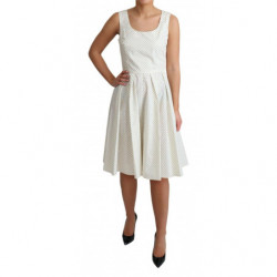 Abito a trapezio in cotone bianco a pois - IT40-S