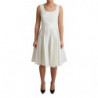 Abito a trapezio in cotone bianco a pois - IT42-M