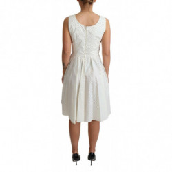 Abito a trapezio in cotone bianco a pois - IT42-M