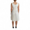 Abito a trapezio in cotone bianco a pois - IT42-M