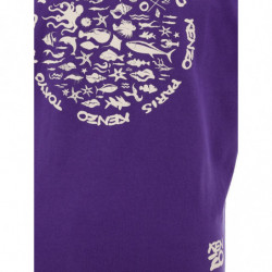 T-shirt in cotone viola con stampa frontale - XL