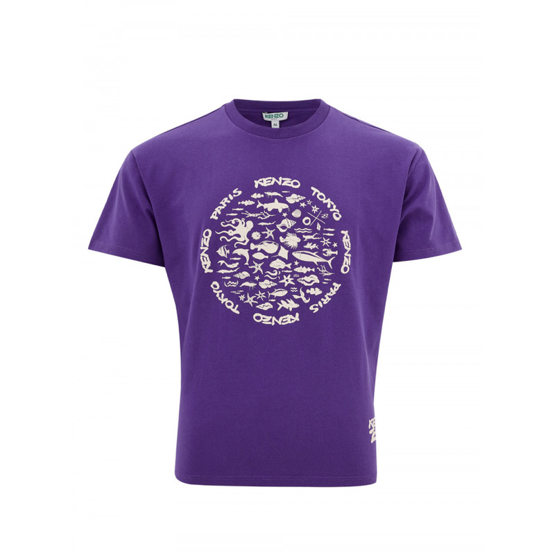 T-shirt in cotone viola con stampa frontale - XXL