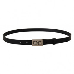 Cintura fibbia logo DG argento pelle nera - 90 CM / 36 INCHES