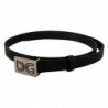 Cintura fibbia logo DG argento pelle nera - 90 CM / 36 INCHES