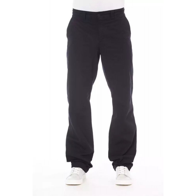 Pantaloni eleganti in cotone con cuciture a contrasto - W46