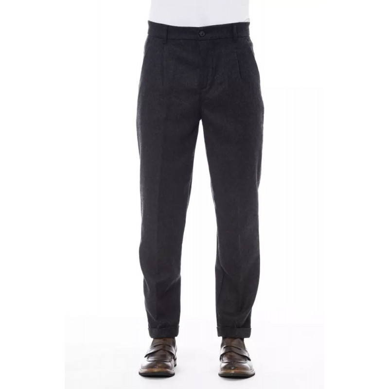 Pantaloni sartoriali chic in misto lana grigia - W52