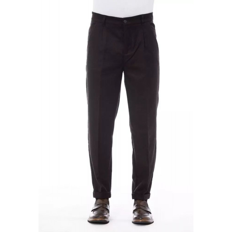 Pantaloni eleganti in misto lana marrone - W52