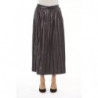 Gonna longuette elegante in ecopelle plissettata in marrone - W40
