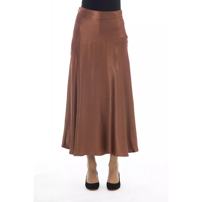 Elegante gonna in raso in marrone chic - W42