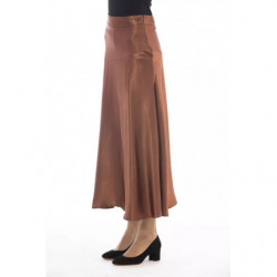 Elegante gonna in raso in marrone chic - W42