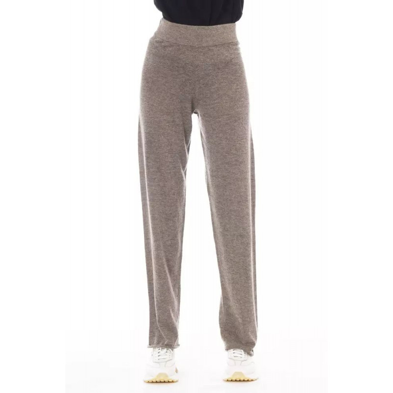 Pantaloni chic in misto alpaca e lana a vita alta - W42