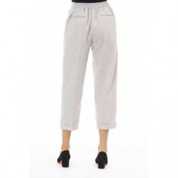 Pantaloni eleganti grigi in misto lana da donna - W44